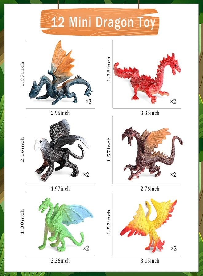 EOIVSH Mini Dragon Toys Figures - 12pcs Ancient Flying Dragon Figurines for Boys Girls, Mythical Action Figure Kid Toys, Cupcake/Cake Topper & Party Favors - Image 4